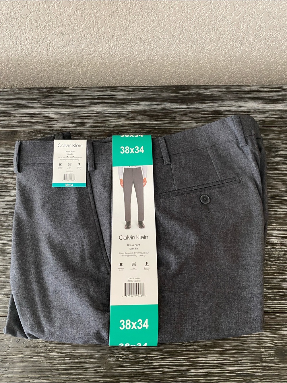 Calvin Klein Men's Charcoal Gray Dress Pants Slim Fit 38x34